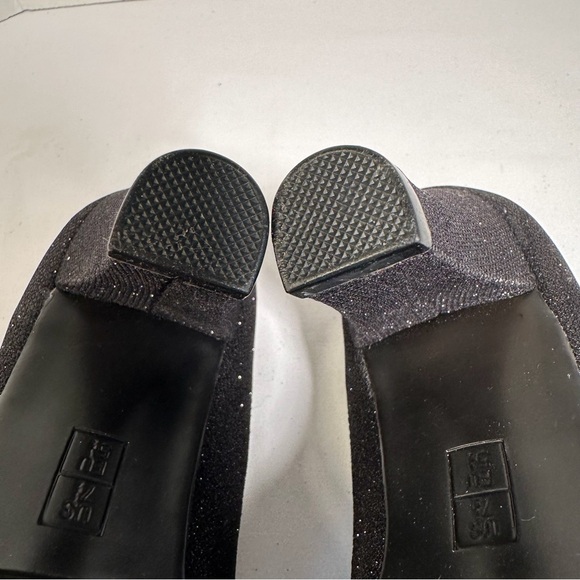AA2 by Aerosoles Black Glitter Heels Sz 7.5 Womens Sparkle Dress Open Toe Slip-O - Picture 6 of 9